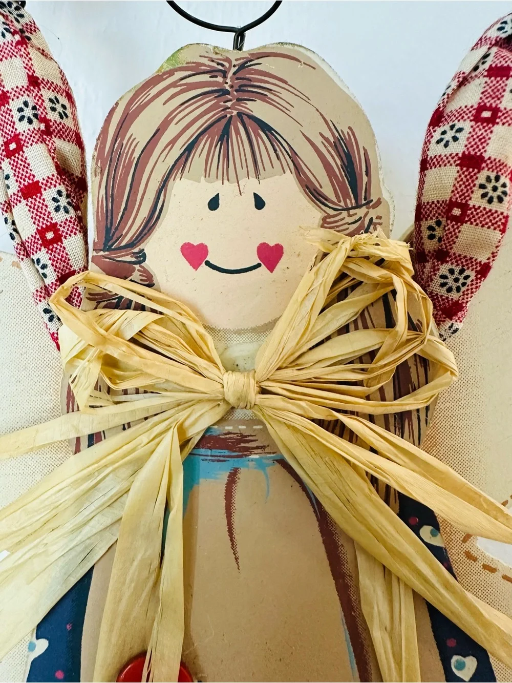 Vintage 90’s Folk Art Primitive Angel Collector Wall Hanging